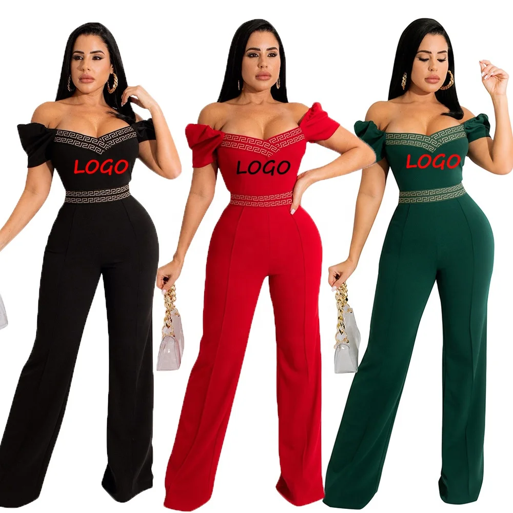 Sexy Short Sleeve Off Shoulder Playsuit Bodysuit 2022 Summer Strapless Jumpsuits Elegant Women