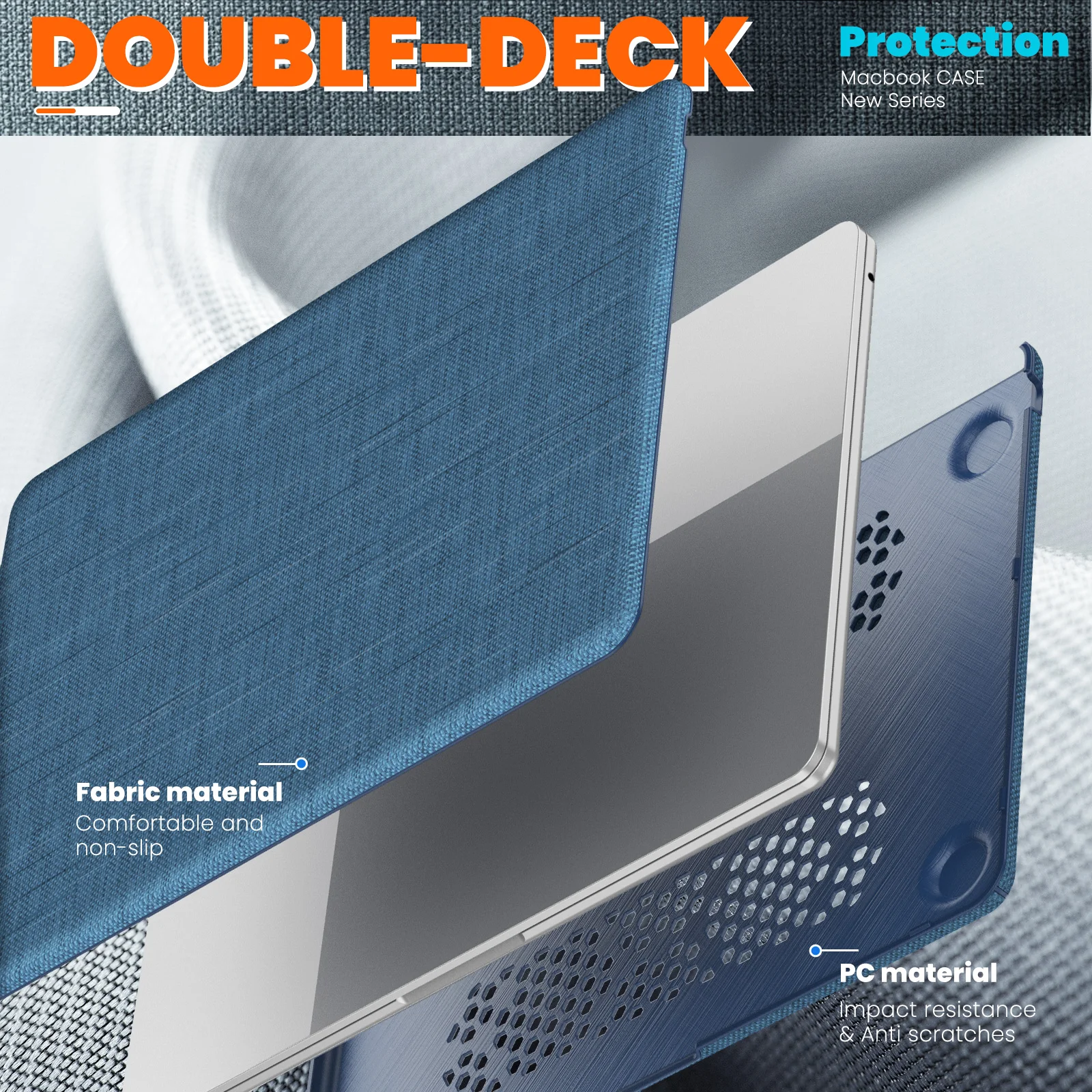 Business Fabric Durable Full Protection with Foldable Triangle Stand Cover for MacBook Pro 16 inch A2485/A2780/M3 A2991/M4 2024