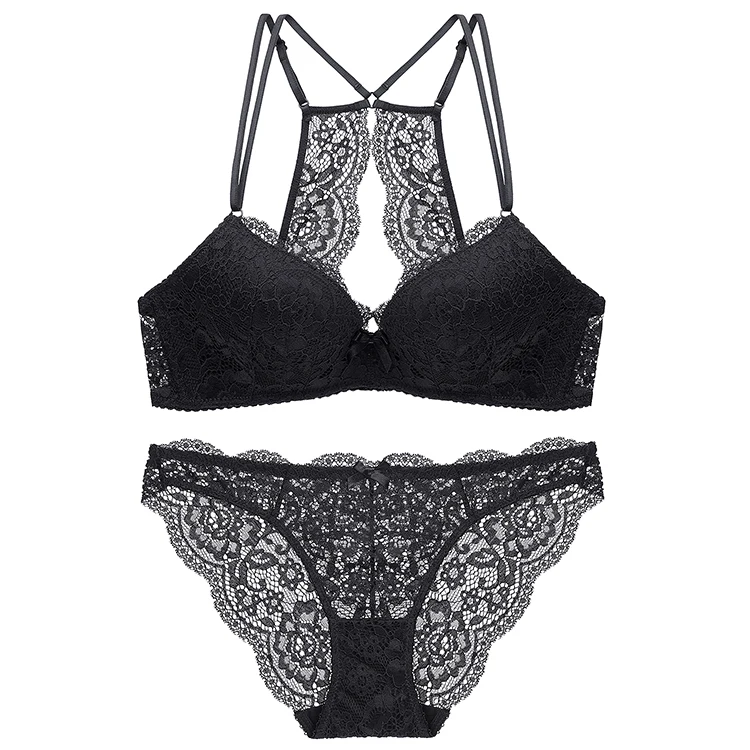 
Sexy lace bra suit Wire Free French bra with beautiful back and close underwear 