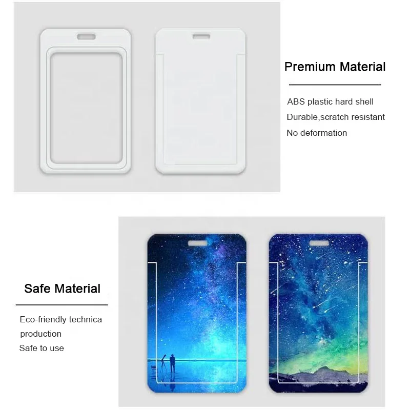 Factory Customize Pattern Design Logo ID Card Protector Case Sliding Cover Plastic Name Tag Bus Badges Holder Promotional Gift