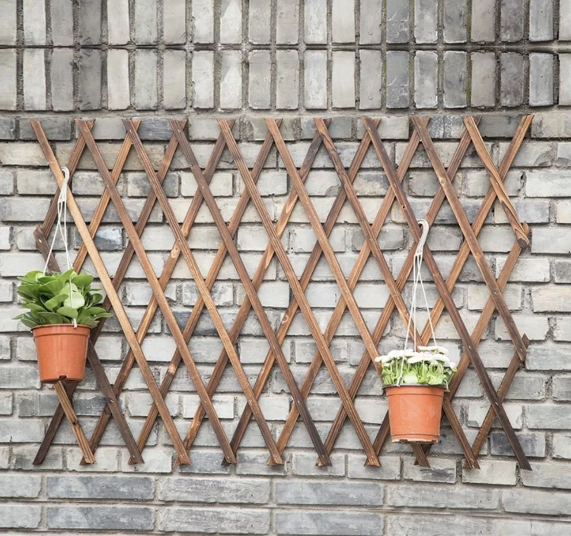 Carbonized anticorrosive telescopic wood drawing mesh wood fence green plants climbing grid flower stand