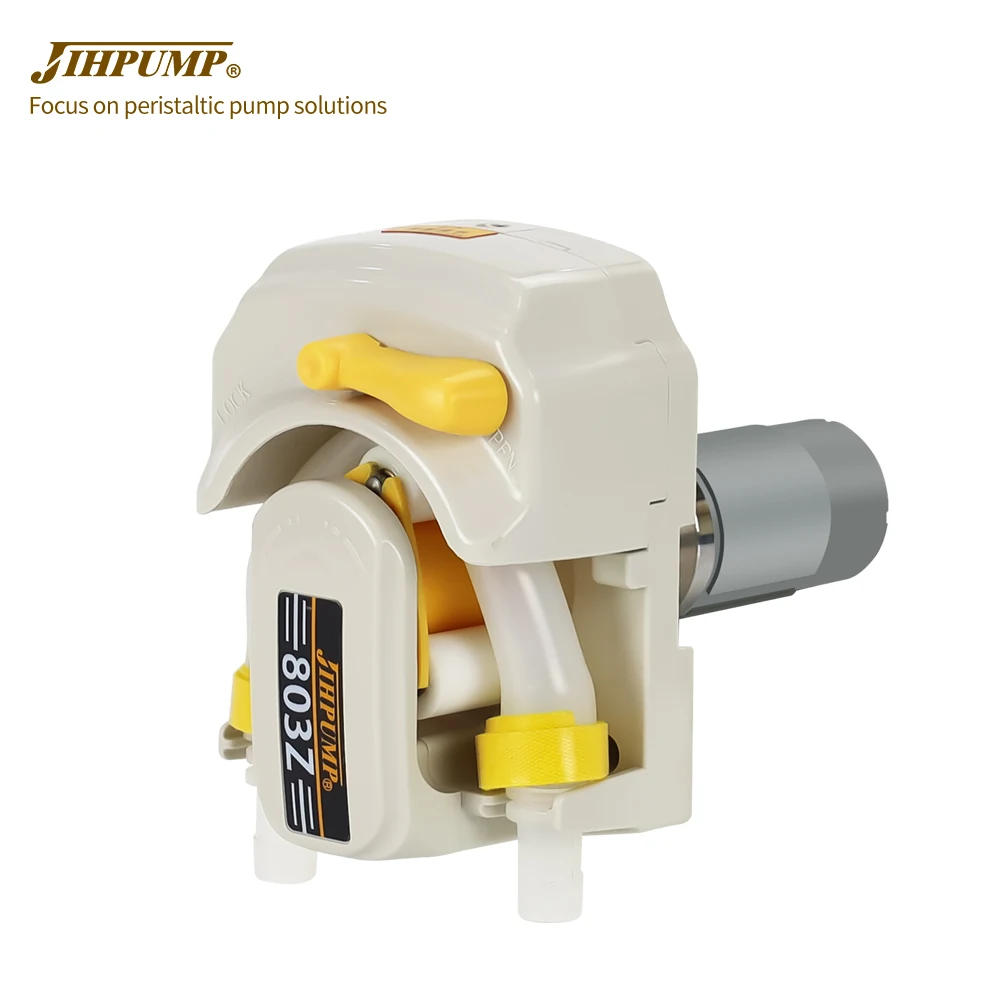 JIHPUMP 803Z Small Mini Micro Easy Load oem Peristaltic Pump Large Flow Water Liquid Dosing Transfer Dispenser Hose Pumps