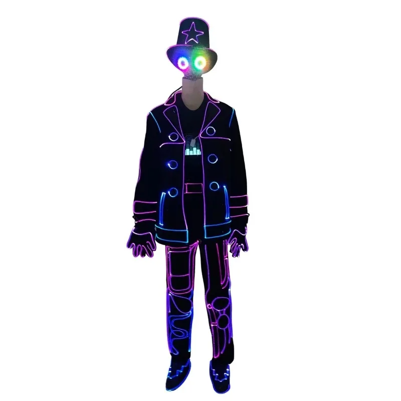 New Tron costume Cosplay Fiber optical outfit Light up clothing Disco DJ dance show clothes