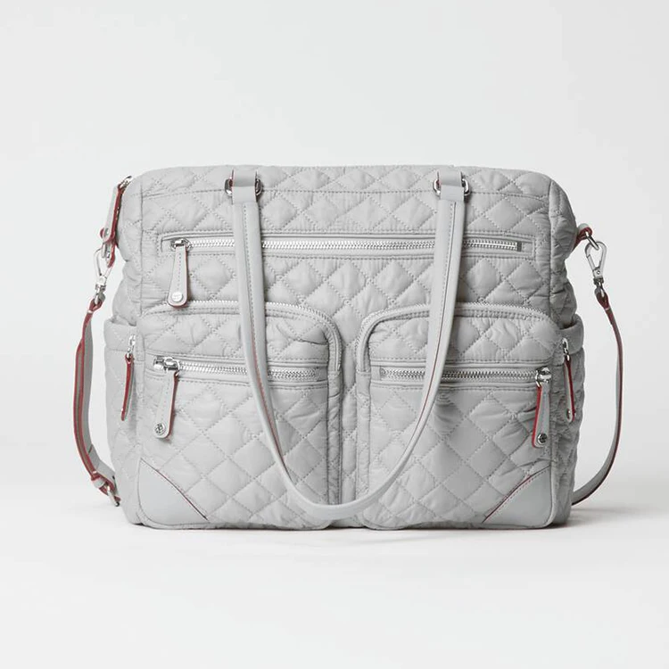 EK025N Travel Luxury Vegan Leather Baby Diaper Bag with changing Station