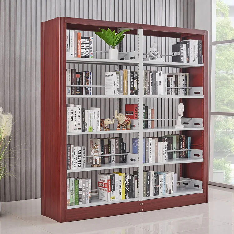 
Accepted Customized Metal Library Reading Room Bookshelf In Wooden Color 