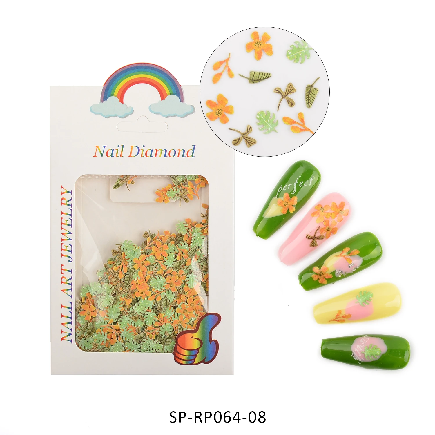 3D Nail Sticker Decals Maple Leaf Grass Nail Art Decorations Stickers Sliders Manicure Accessories Nails Decoraciones