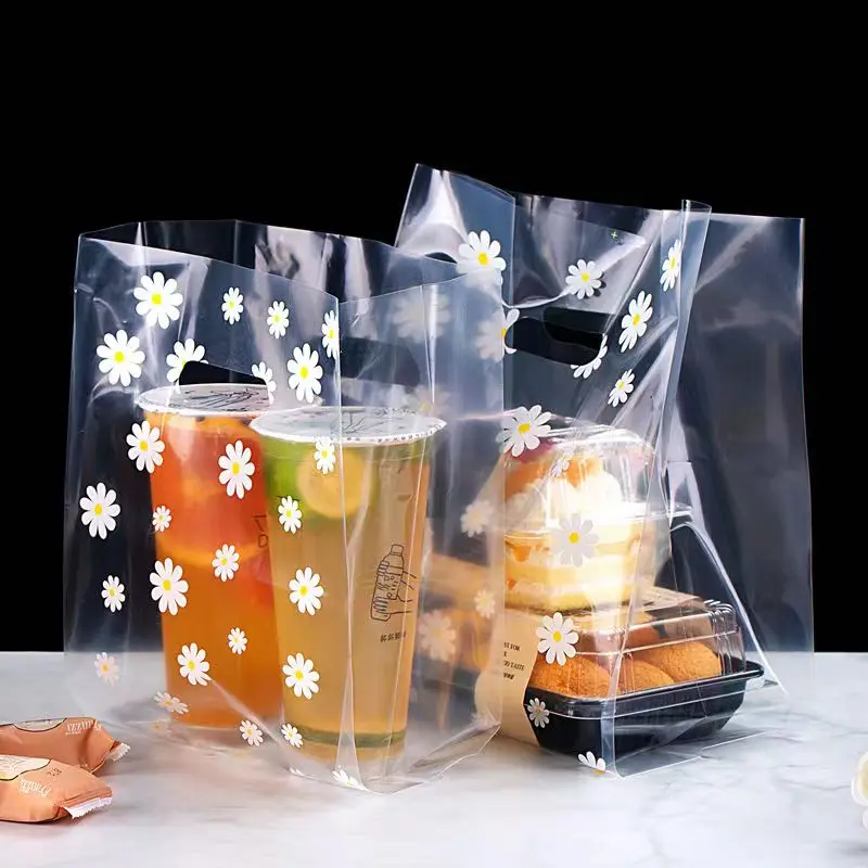 100pcs Up Order 25x35cm Plastic PE Bag  Punched hole Side Gusset Bags Doggy Bags For Grocery