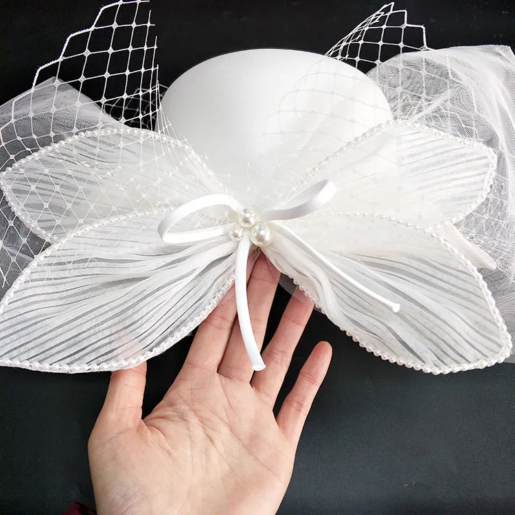 
Hm359 New Design Factory Price Ready To Ship Sinamay Wedding Hats Church Party Hat For Bridal Bridesmaid 