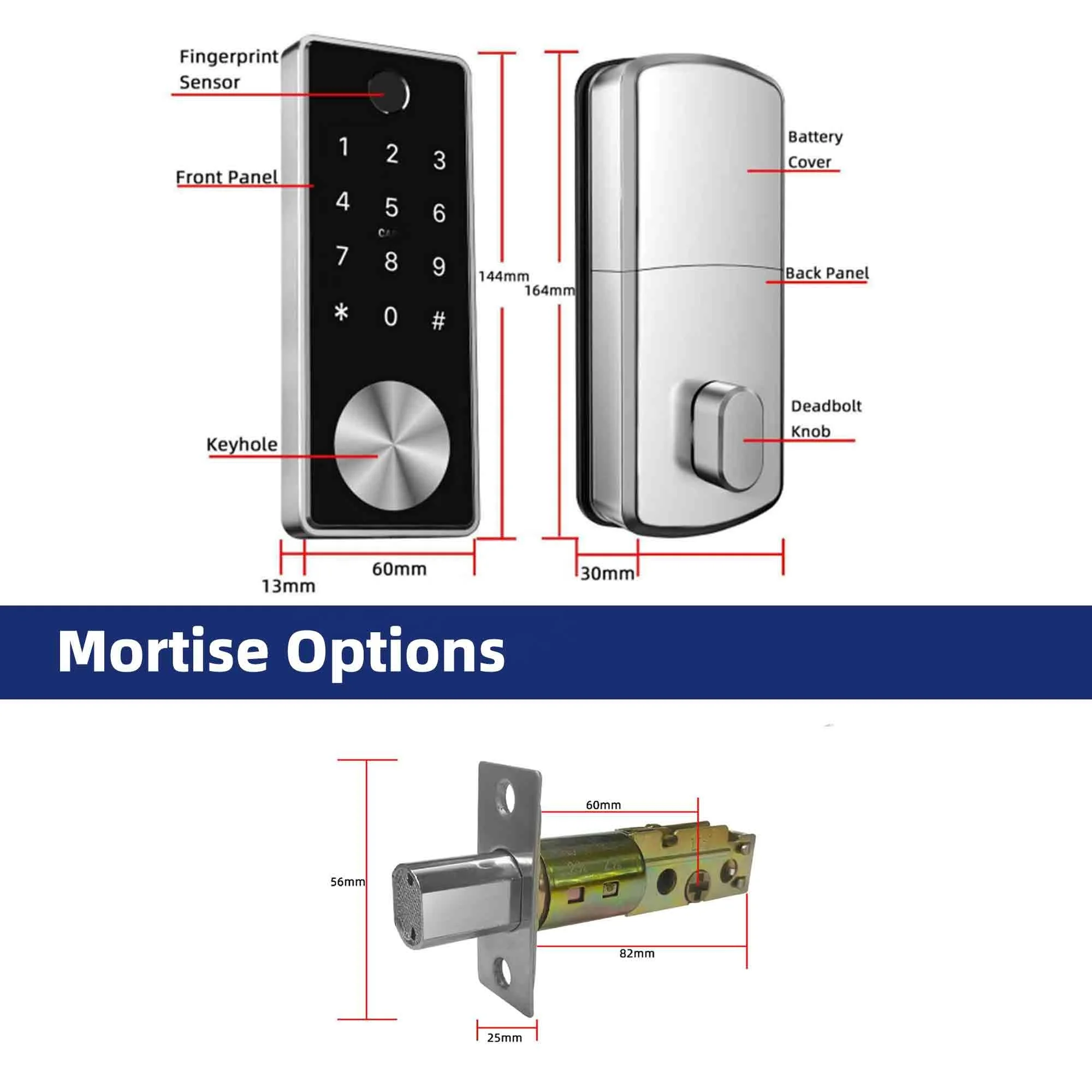 Home Smart TTLock App Wifi Digital Smart KeyPad Electronic Deadbolt Door Lock Unlocked By Card Code Key And Wifi App