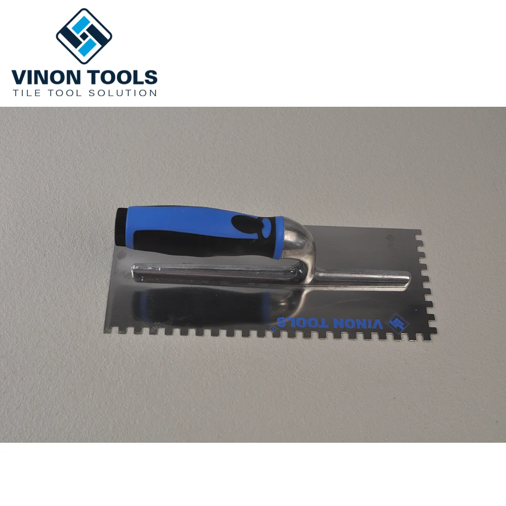 With Soft Grip Handle, Construction Tools Adhesive Notched Trowel, Germany Stainless Steel Trowel Vinon Tools 280x115mm 52030207