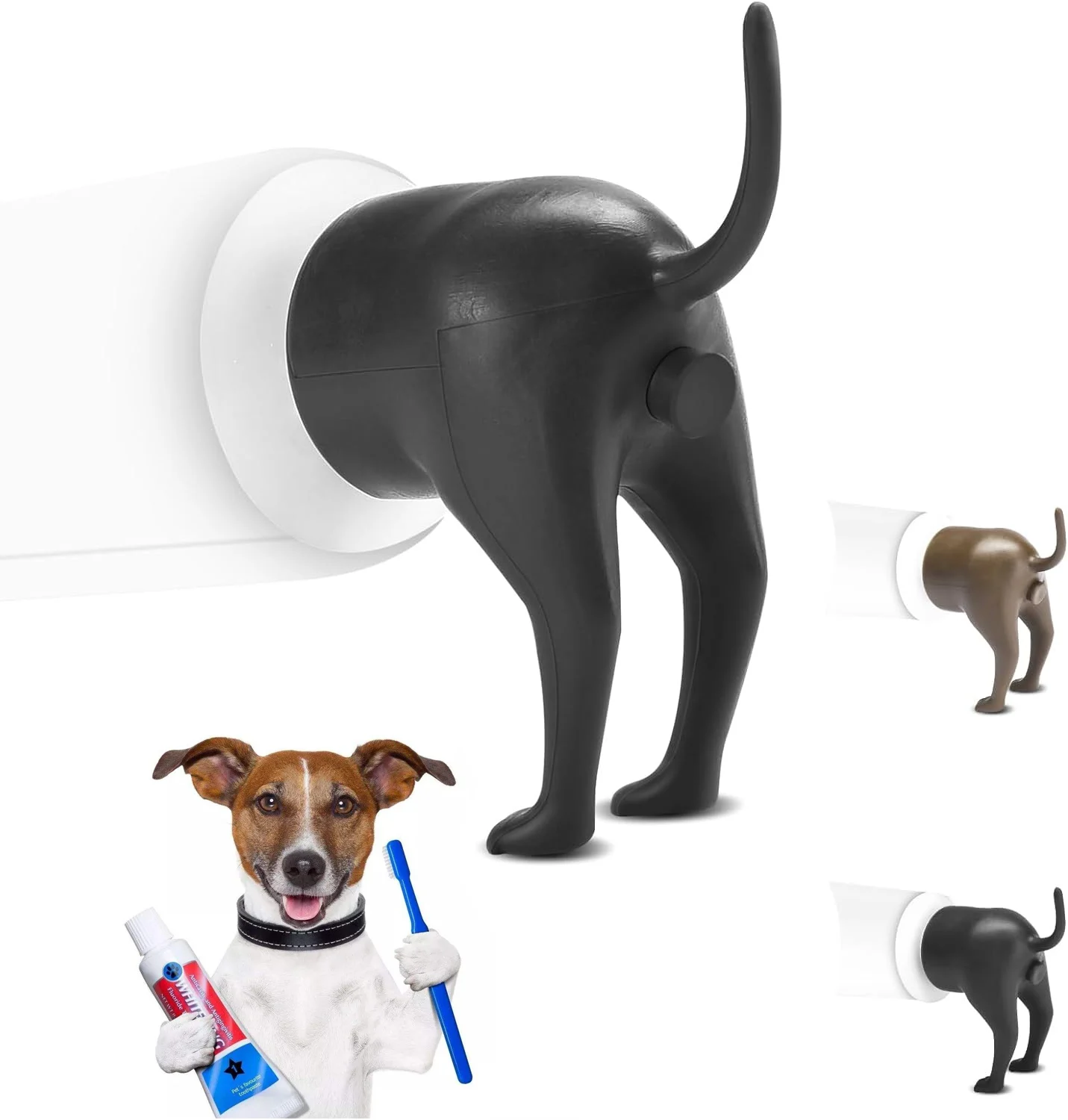 Silicone Dog Butt Toothpaste Topper Funny Puppy Pooping Creative Toothpaste Cat Toothpaste Dispenser Cap Pet Toothbrush Supplies