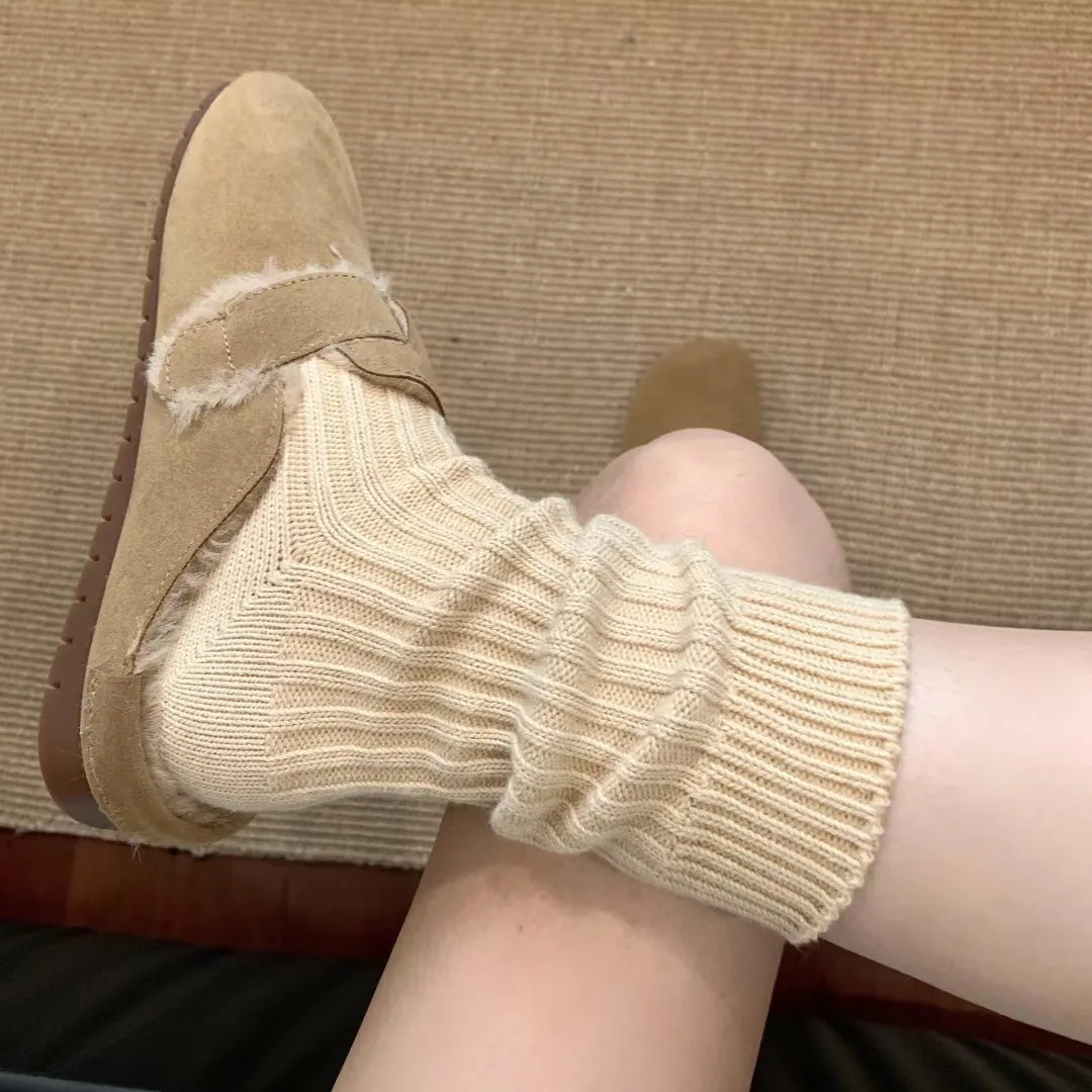 2024 Popular Autumn Winter Women Chunky Ribbed Knit Solid Knitted Stocking Women Slouch Socks