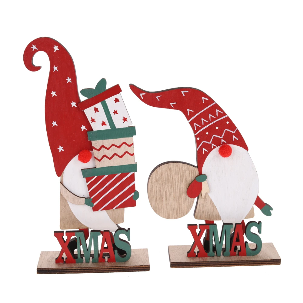 Christmas Decorations Wood Gnome Tabletop Sign Rustic Ornaments Farmhouse Xmas Decor