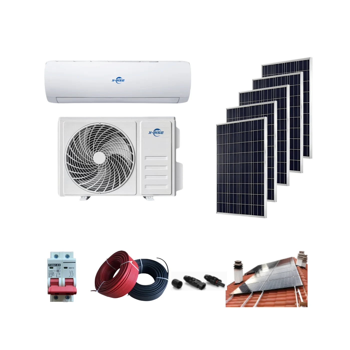 24000BTU Hybrid Wall-Mounted Solar Air Conditioner New Intelligent Control Multiple Security Protection AC Battery Power Room