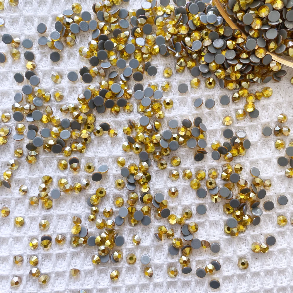 Yantuo Ss 4 6 8 10 16 20 30  Sun golden Heat Transfer Strass Stones Iron On Crystal Hotfix Glass Rhinestones For Dress