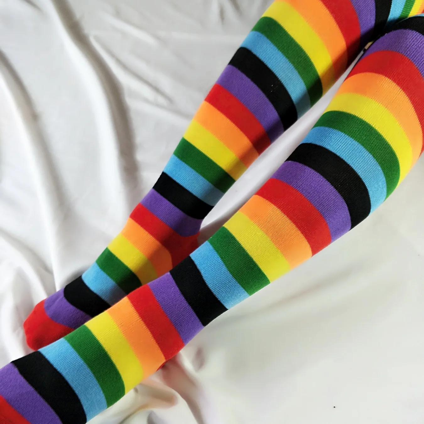 HEHE Rainbow Knee High Colorful Stockings Leggings Style Stripe Socks With Factory Price