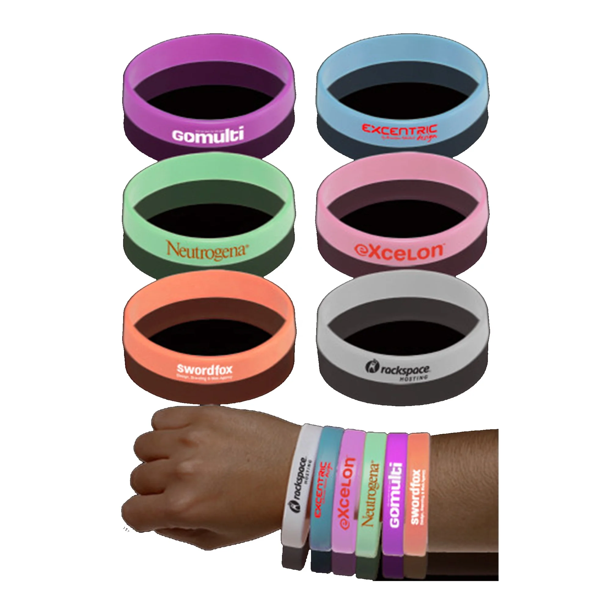 Most Popular Cheap Custom Print Engraved Text Logo Glowing in the Dark Party Silicone Wristband Night Running Silicone Bracelet