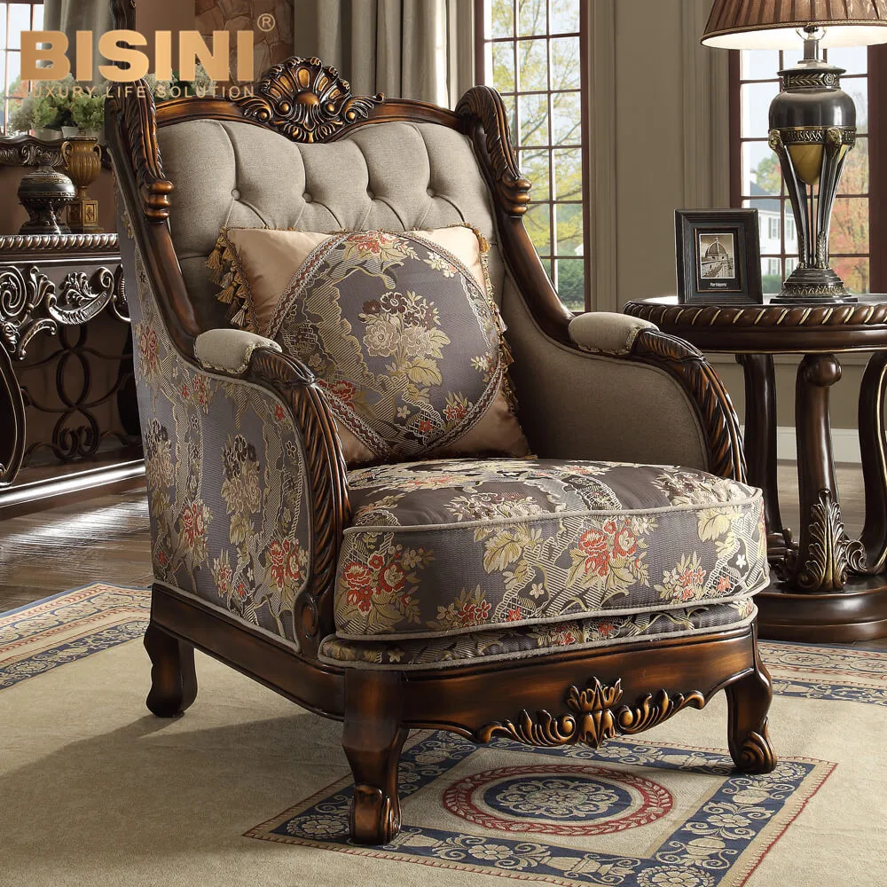 American Style Wooden Carving Living Room Sectional Sofa Set And Coffee table