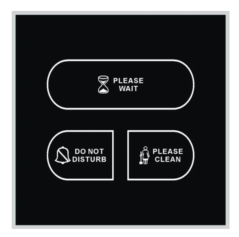 Hotel room service panel with touch switch for DND and MAKE UP ROOM buttons