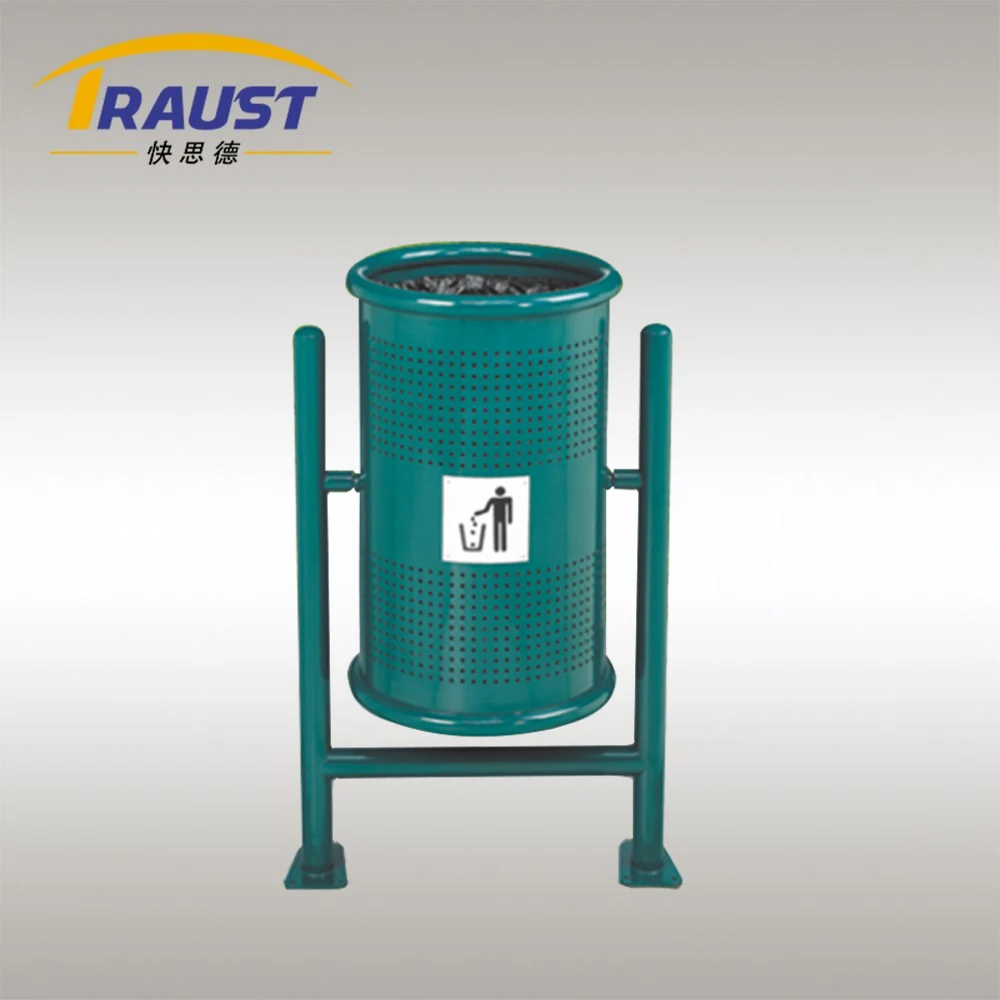 Traust 40L Outdoor Urban Steel Power Coating Recycling Trash Bin without Lid Storage Bucket for Litter Collection