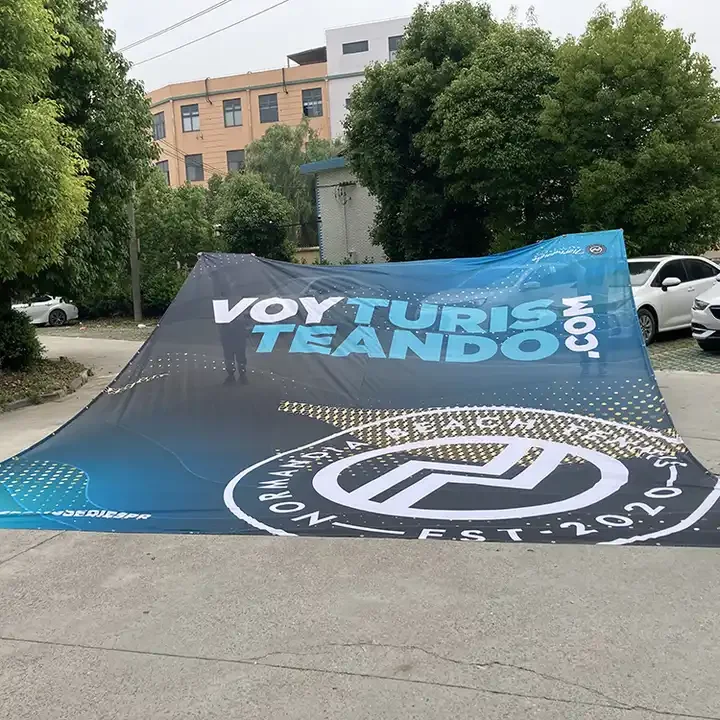 Custom Polyester Cloth advertising Banner Stage Backdrop Mesh Banner Printing Large Fabric Banner with Copper Grommet