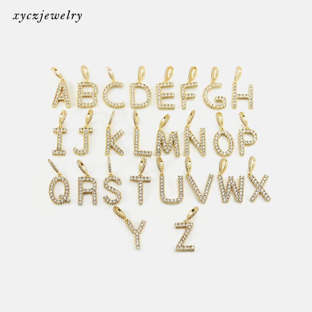 2021 Cubic Zirconia Initial Charm Women Pendant Box Chain 26 Letter Necklace
