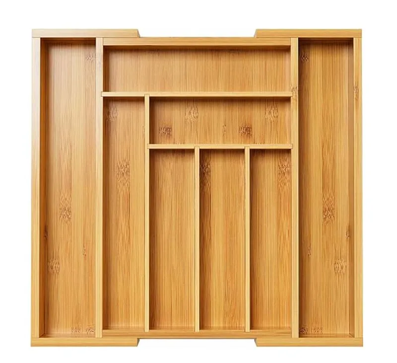 AMZ Hotselling Adjustable Cutlery Sliverware Tray Bamboo Expandable Drawer Organizer