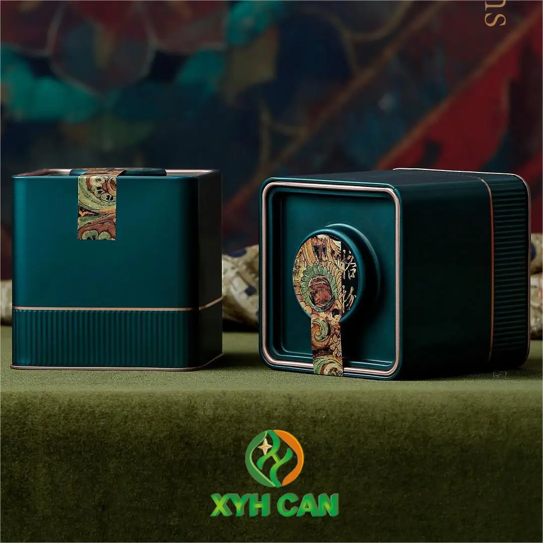 Custom Vintage 500g Square Metal Cans Tinplate Tea Can with Square Sealed Lid