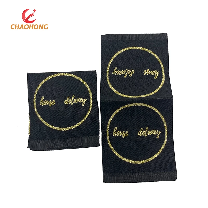 Оптовая продажа пользовательские известный бренд логотип Centerfold машина золото нитки тканые Дамаск одежда этикетки для одежды