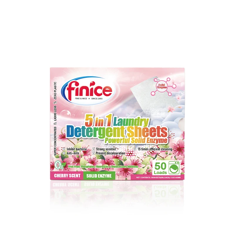 finice NEW style laundry strips cherry blossom Fragrance laundry detergent sheets with solid active anzyme
