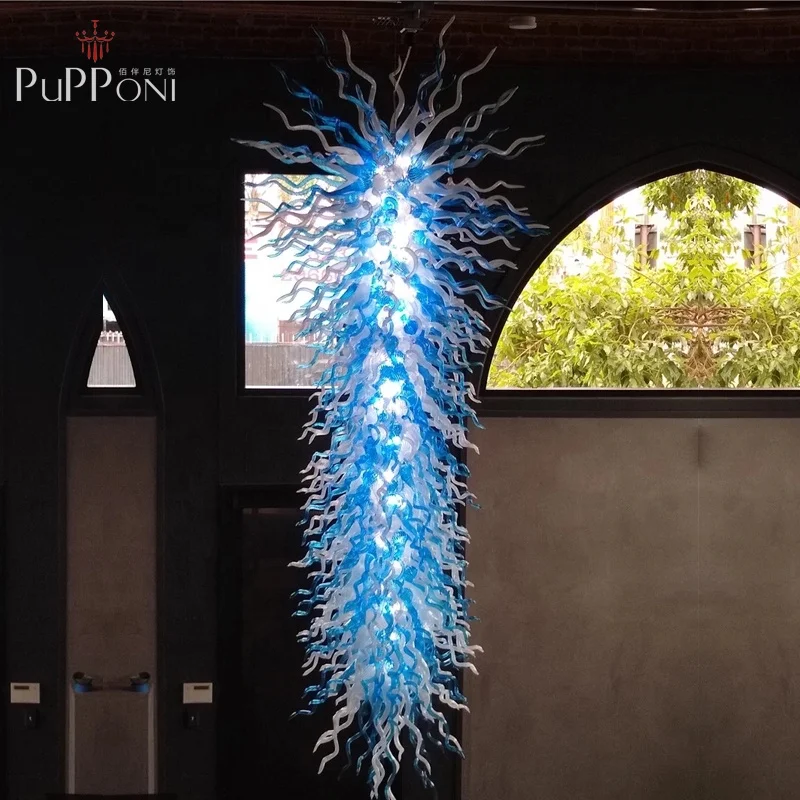 Murano Blue Glass Chandelier Handmade Pendant Lights Fixture Chihuly Style Chandelier