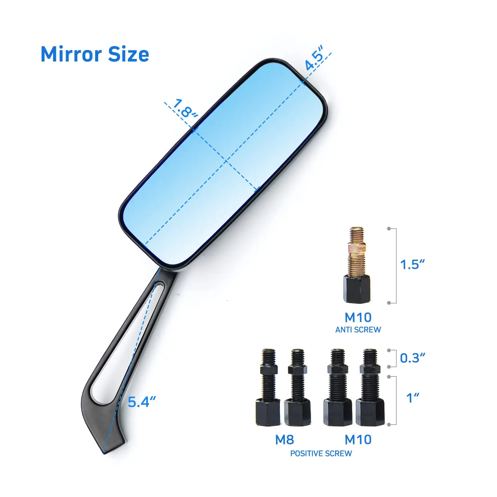 Handlebar Mirrors for Motorcycle - 8mm/10mm Doubletakes Rear View Mirror for Motorbike