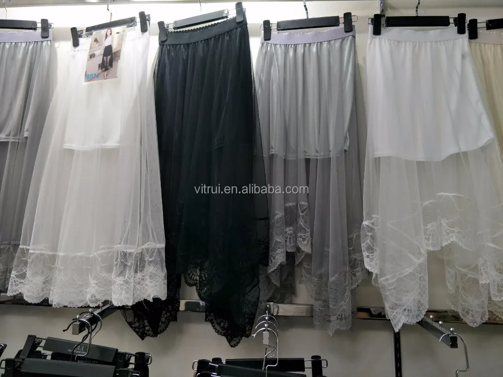 Women Black & White Sexy Lace Tulle Skirts Fashion Asymmetrical Jupe Skirts Summer Maxi Skirt