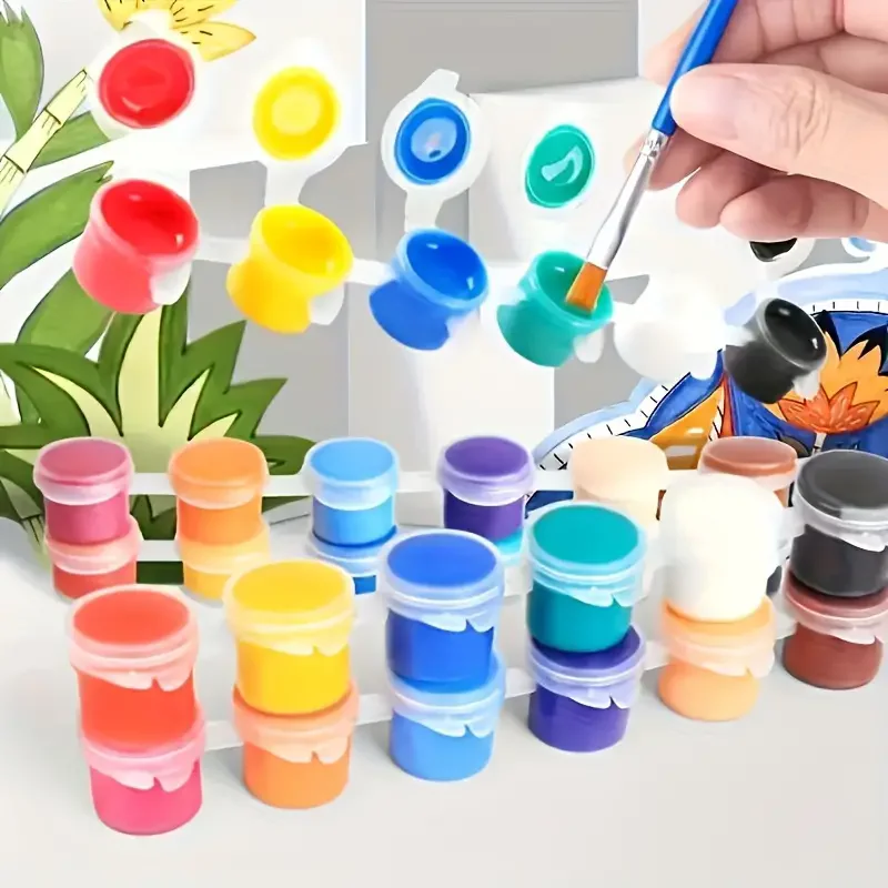 Wholesale waterproof/3ml 12 color DIY painting graffiti acrylic paint with lid small paint container 3ml acrylic painting toy
