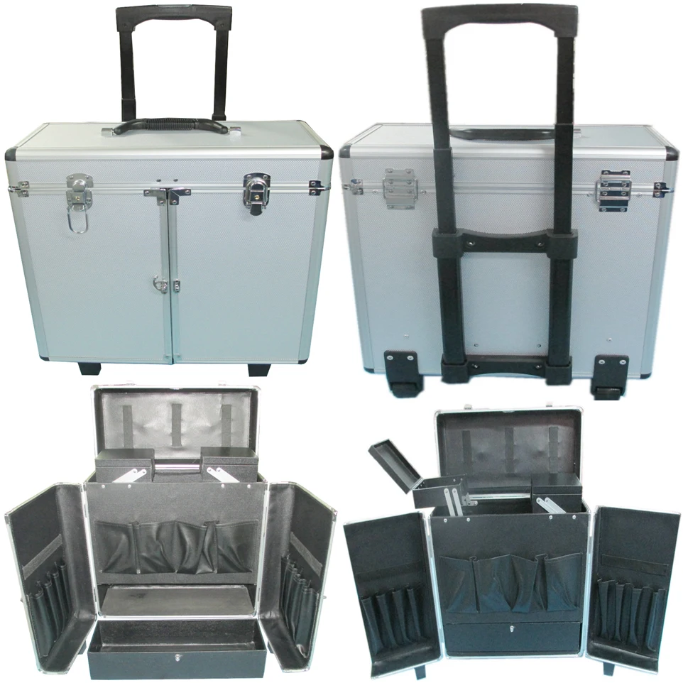 Aluminum Barber Tool Case,barber Equipment Tool Box,hairdressing Tool Case With Plate Inside
