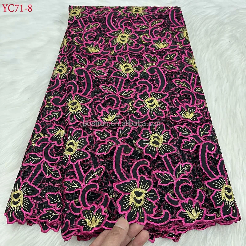 YC71 laser cut lace embroidery dresses for african engagement that does not glue in color for african traditional wedding