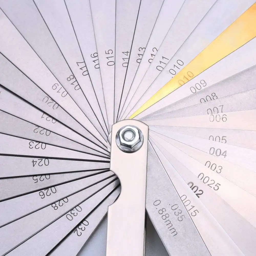 Stainless Steel Feeler Gauge Dual Marked Metric and Imperial Gap Measuring Tool (0.04-0.88 mm,32 Blades)