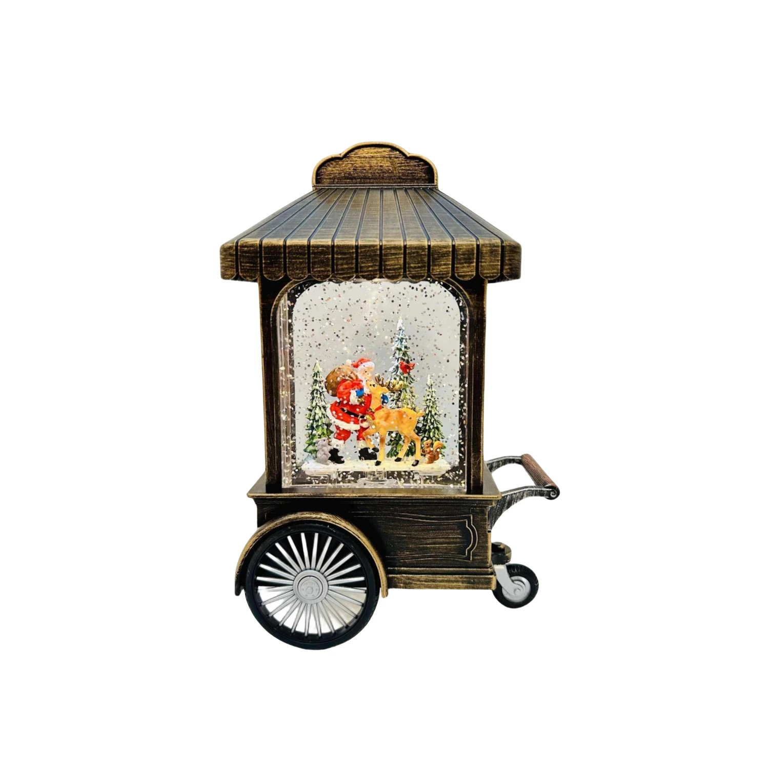 Vintage Candy Truck for Mushroom Decorations Gift Christmas Gnome Lighted Candy Truck Loaded With Mushroom Musical Snow Globe