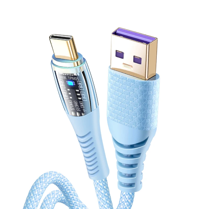 27W transparent type c Alloy Braided Data cable Charging type c USB cable