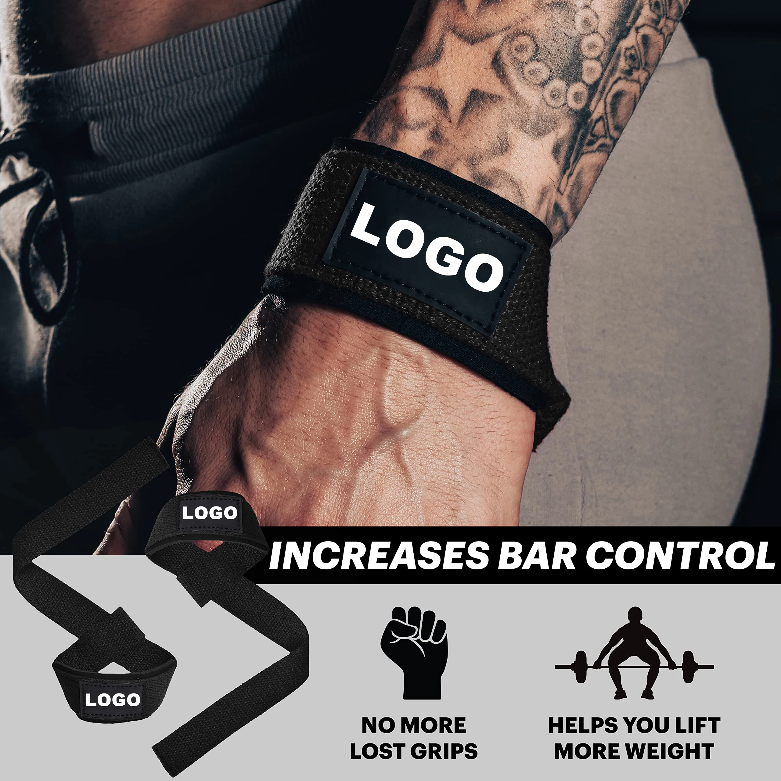 High Grade Heavy Duty  Cotton Makes Fitness Gym Accessories Lifting Wrist Wraps Weightlifting  Straps Gym Gloves