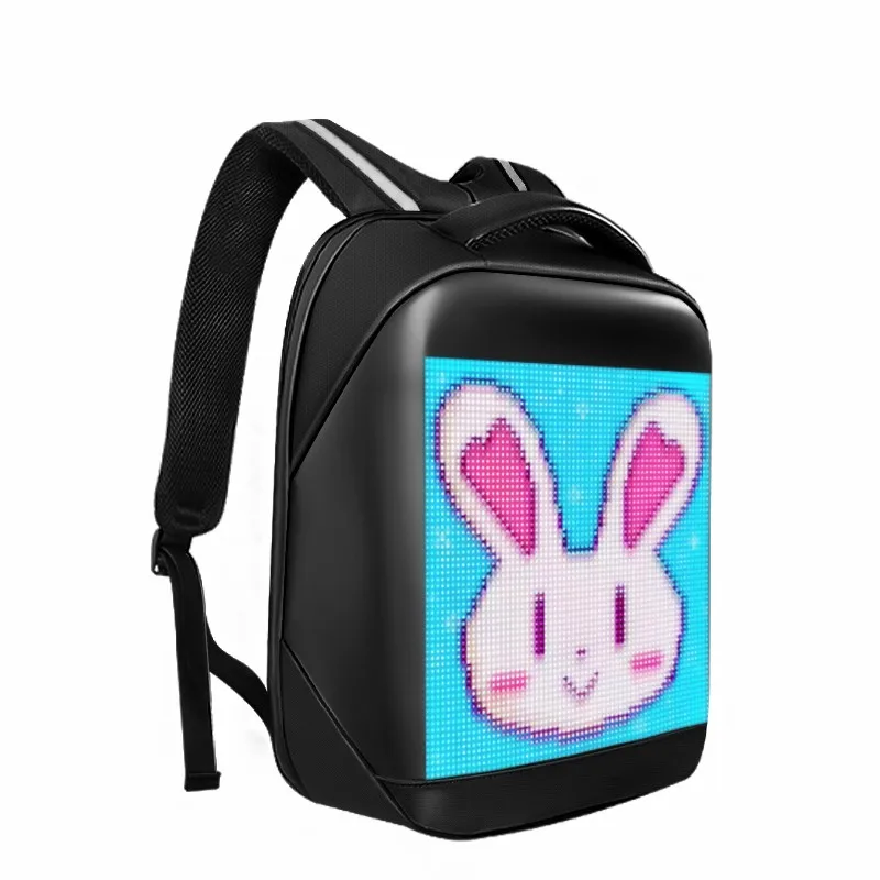 school backpack with led display screen smart app programmable text animations images display led display bag