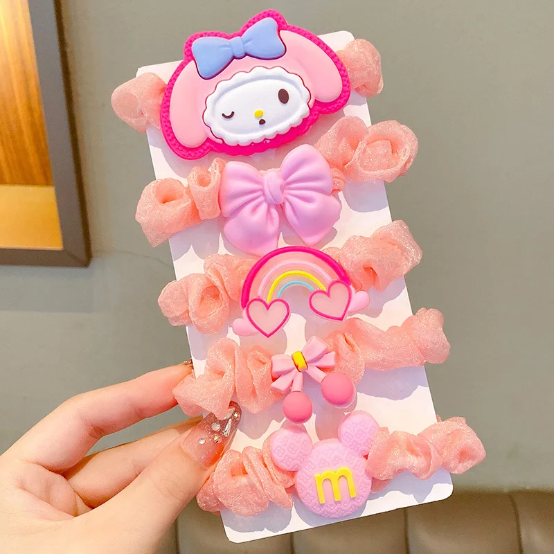 Fashion 5pcs /set   hair scrunchies for children  sweet cartoon  hair ring kids hair accessories set