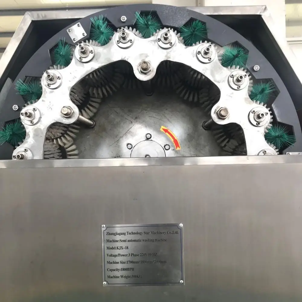 Semi automatic label removing washing machine for glass bottle