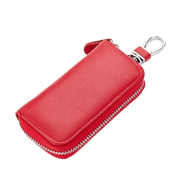 BSCI audit factory leather car key case bag wallet car key chain holder ring with 6 hooks snap closure,car key bag