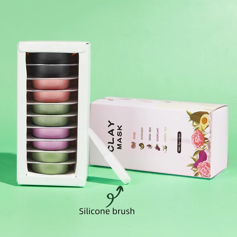 Organic Clay Mask Kit Private Label Turmeric Green Tea Pink Rose Face Mud Clay Mask Facial Mask For Acne Skin