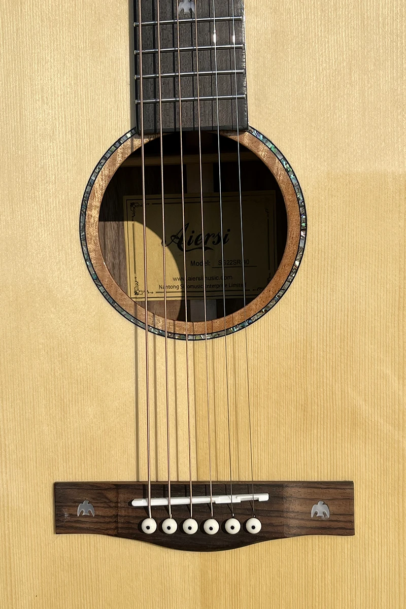 Low price Aiersi handmade high grade 40 Inch SJ style solid spruce top acoustic guitar  glossy steel string musical instrument
