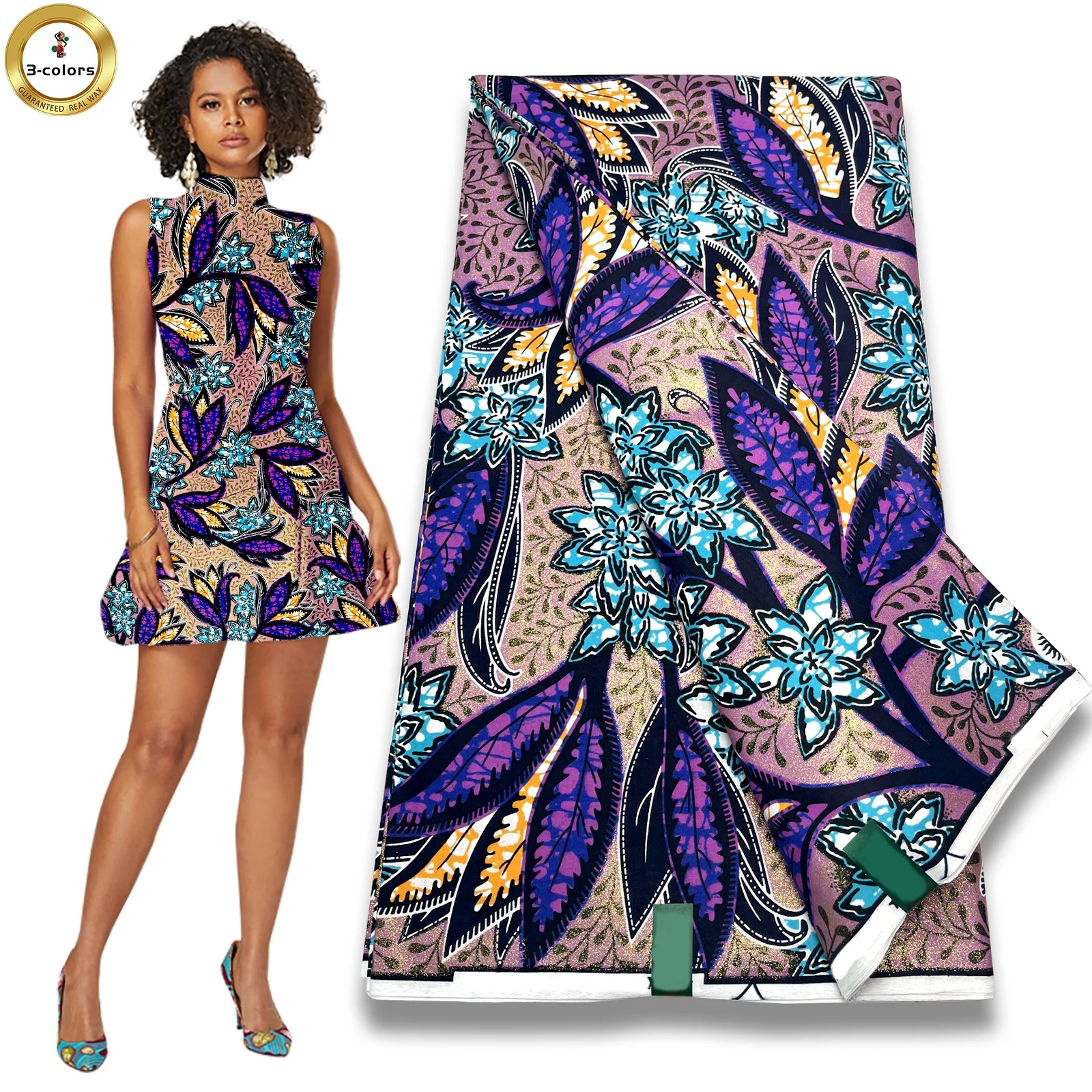 2022 New Arrival 100% Cotton Super Glitter Wax Grand Super Gold Wax Print Fabric Ankara