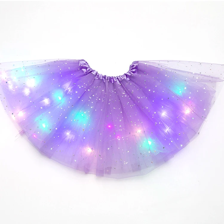 
Children Sequined Led Light Luminous Tutu Skirts Luminous Bust Mesh Kids Child Skirt 