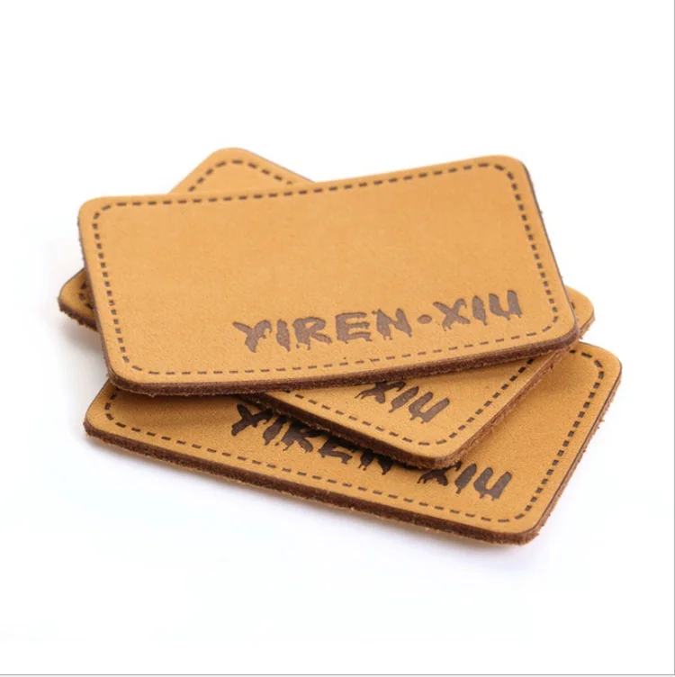 Custom Pu imitation leather label jeans voltage PU leather brand embossed foil stamping leather patch