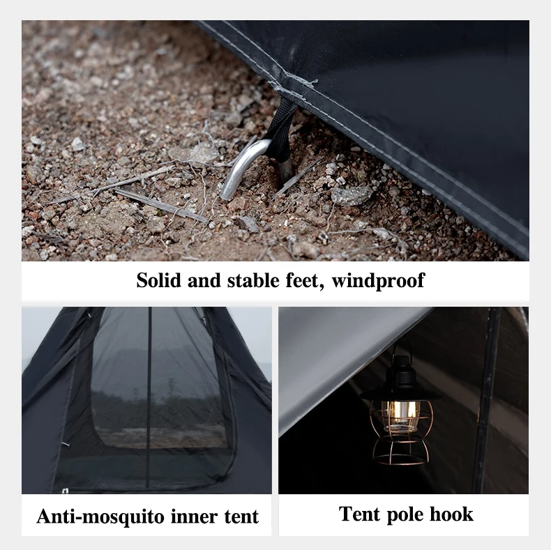 Wholesale Black Pyramidal Tents Camping Outdoor Black Knight Tent Family Tent